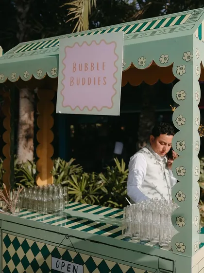 A "Bubble Buddies" stall, another fun and interactive station for guests to enjoy at the carnival-themed Mehendi.