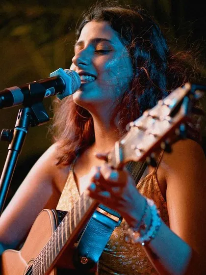 A close-up shot from a full band performance in Goa. The energy was electric.