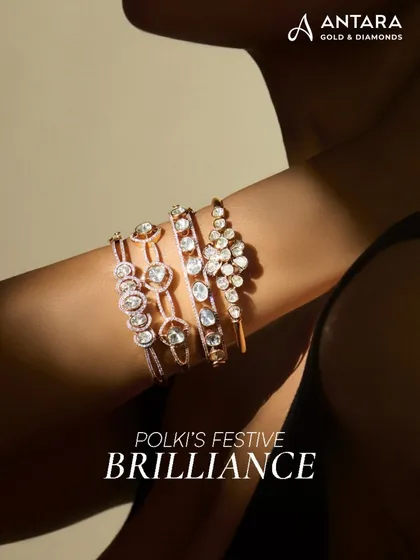 This is festive brilliance, designed for stacking or wearing solo. My collection of Polki bracelets and kadas features uncut diamonds set in graceful forms, crafted to sparkle with every move you make.