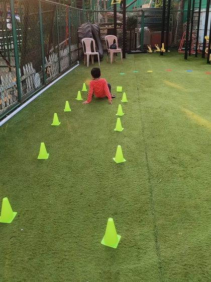 This cone maze is a great solo challenge. It encourages a child to focus and plan their path, building cognitive skills like problem-solving while they move their body.