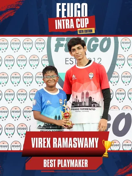 Virex Ramaswamy, recognized as the Best Playmaker for his vision and passing in the U-11 tournament.