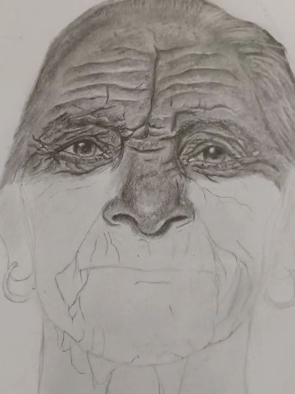 The portrait continues to develop, with more shading added to build up the form of the face. This stage is crucial for creating a three-dimensional look.