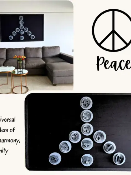 The Peace sign, a universal emblem of hope, harmony, and unity. This artwork is a simple yet powerful statement for any room that needs a touch of calm.