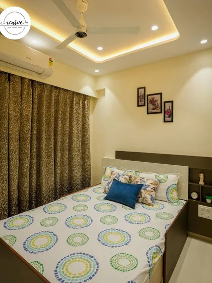 The full view of this simple and comfortable guest bedroom.
