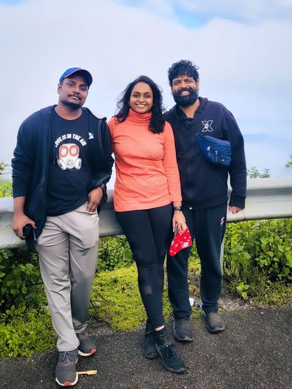 A candid photo of friends enjoying the trip.