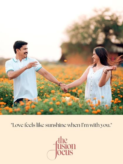 A beautifully composed shot from the flower field series, with a quote that enhances the romantic mood. This type of image is perfect for sharing as a digital "save the date" or just as a beautiful memory.