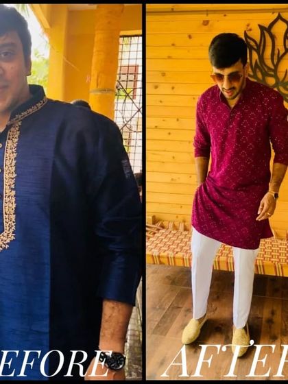 This transformation shows a complete change in body composition and style. Our trainer Akshay guided this client toward a leaner, more confident version of himself.
