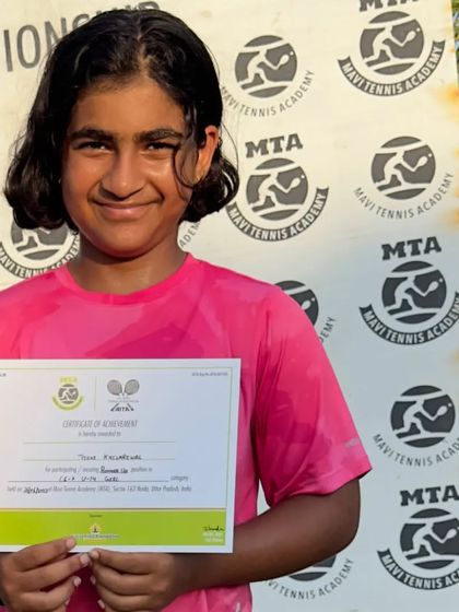 A smile of a finalist. Tvishi Khiladiwal with her certificate after a great performance at the U-14 Championship Series. We are proud of her progress.