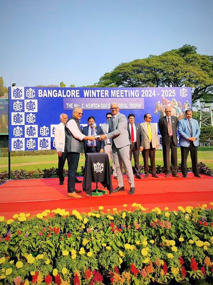 A closer look at the Maj. C. Newton-Davis Memorial Trophy presentation.