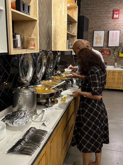 A buffet setup for an event, showcasing the delicious spread offered by our in-house catering team.