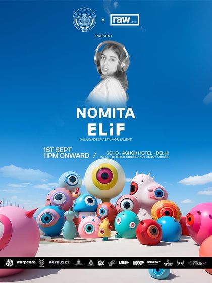 This flyer announced my performance at Sincity, Soho Delhi, alongside international artist Elif. It's always exciting to be part of a lineup with global talent.