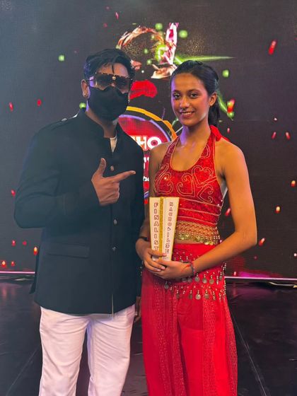 Another shot with my student after the Nacho Dil Se show, a moment of accomplishment.