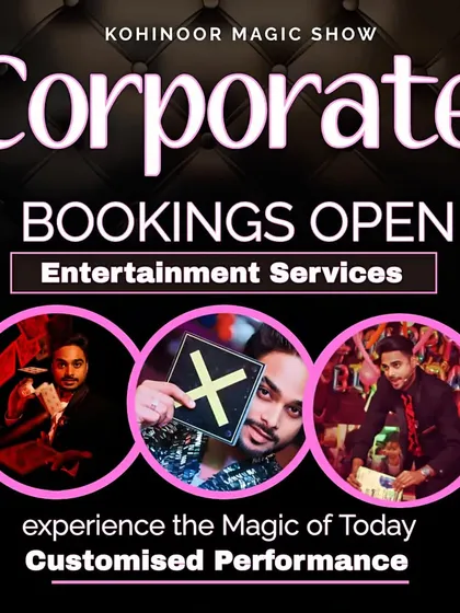 Corporate bookings are open. I offer customized entertainment services, from stage shows to close-up magic, to make your next company event truly magical. Let's create an experience your guests will never forget.