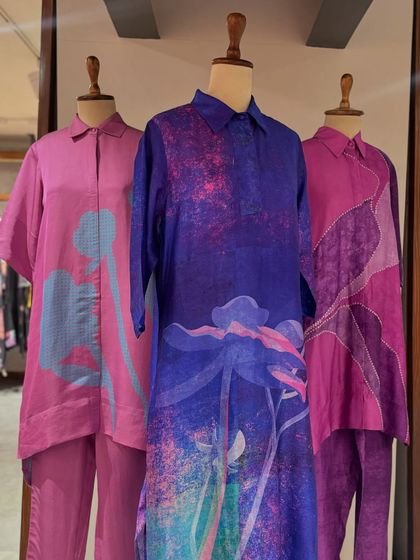 A full view of the effortless and flowy dresses, perfect for making a modern, artistic statement.