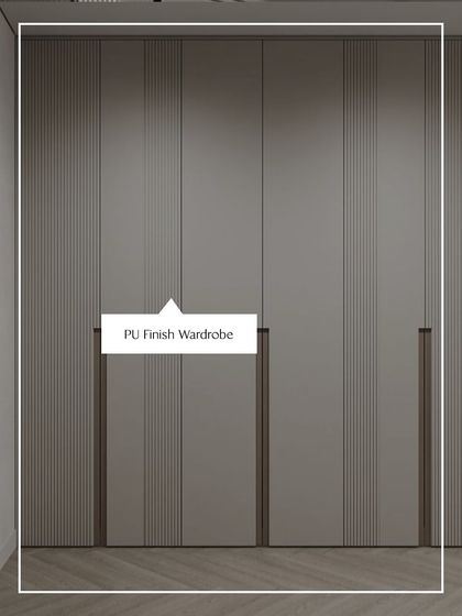 A look at various wardrobe shutter finishes I offer. From the warmth of veneer and the sleekness of acrylic laminate to the texture of PU finish, each option is designed to transform your storage into a statement piece.