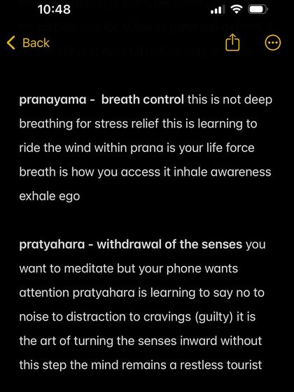 An explanation of Pranayama (breath control) and Pratyahara (withdrawal of the senses). Pranayama is not just deep breathing; it is the art of riding the wind of your life force. Pratyahara is the crucial skill of turning the senses inward, without which the mind remains a restless tourist.