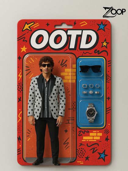 Another fun take on the OOTD concept. This graphic features our polka dot blazer, showcasing a complete, polished look that doesn't sacrifice comfort.