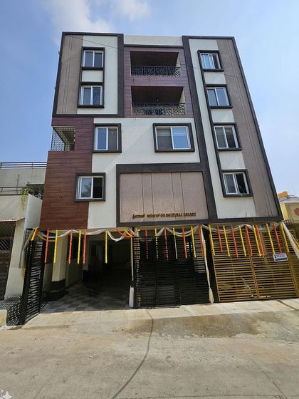 A full view of the Srirampura mixed-use building, a testament to our mission of creating functional and aesthetically pleasing architecture.