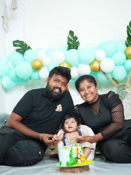 A beautiful family portrait from a 6-month milestone session.