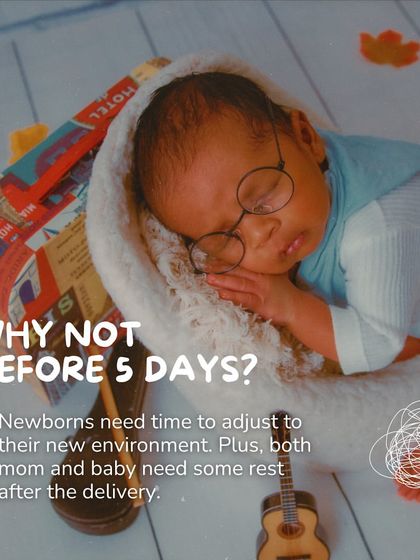 Why not shoot before 5 days? Both mom and baby need time to rest and adjust after delivery. Your comfort and recovery are my priority, so we wait until you are both ready.