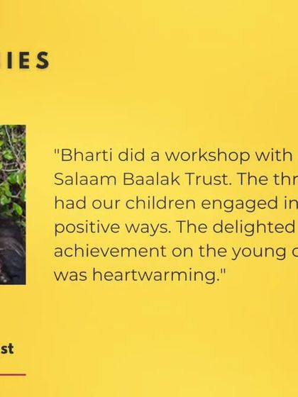 I was so touched to receive this testimonial from the trustee of Salaam Baalak Trust. Seeing the delighted sense of achievement on the children's faces was truly heartwarming for me too.