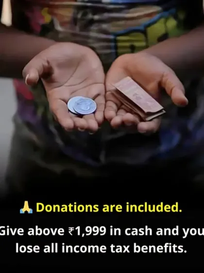 This image highlights a specific rule on cash donations. If you donate more than ₹1,999 in cash, you lose the income tax benefits for that donation.