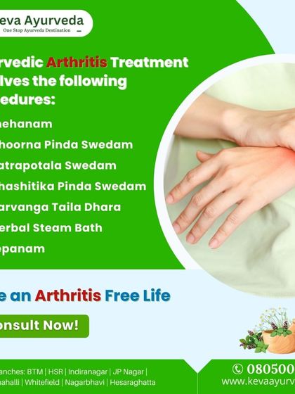 Our Ayurvedic arthritis treatment involves a sequence of procedures like Snehana (oleation) and various Swedam (sudation) therapies to provide comprehensive relief and help you live an arthritis-free life.