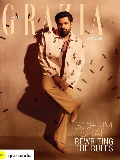 It was a pleasure to style Sohum Shah for his Grazia digital cover. We created a look that reflects his rule-breaking approach to cinema, using a Farak Wear jacket and Raamz Label trousers.