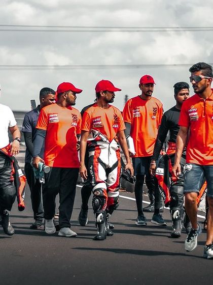 The team walking the track together.