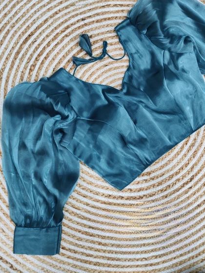 Another look at the teal blue organza blouse.