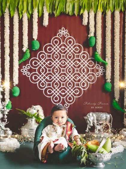 A wide view of the beautiful and traditional Ugadi festival setup.