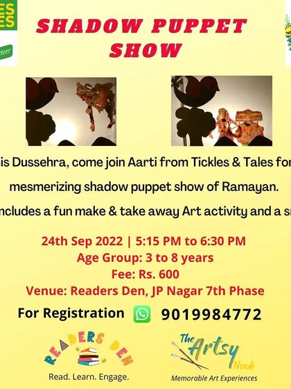 For Dussehra, we collaborated with Tickles & Tales for a mesmerizing Ramayan shadow puppet show, followed by a fun art activity.