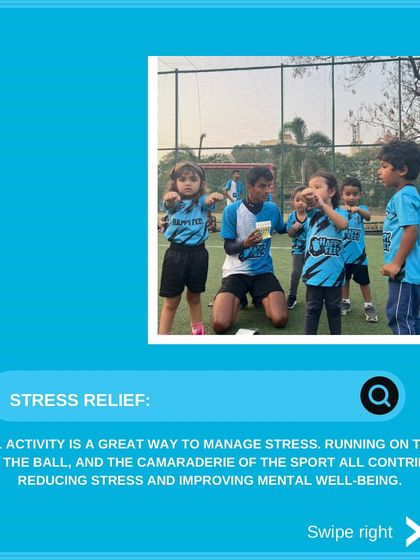 One of the great benefits of our program is stress relief. Running on the field and kicking a ball is a fantastic way for kids to manage their energy and improve their mental well being.
