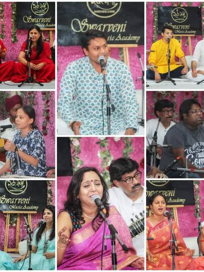 More smiling faces from the Swarveni Utsav stage, showcasing the diverse group of students at our Gurukul.