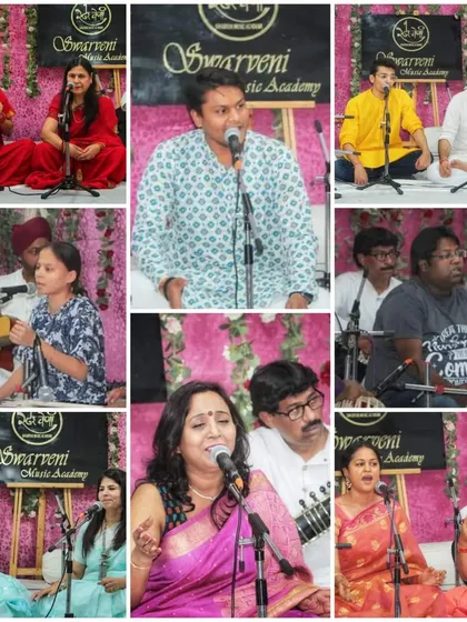 A vibrant collage showcasing the variety of performers and moods at the Swarveni Utsav.