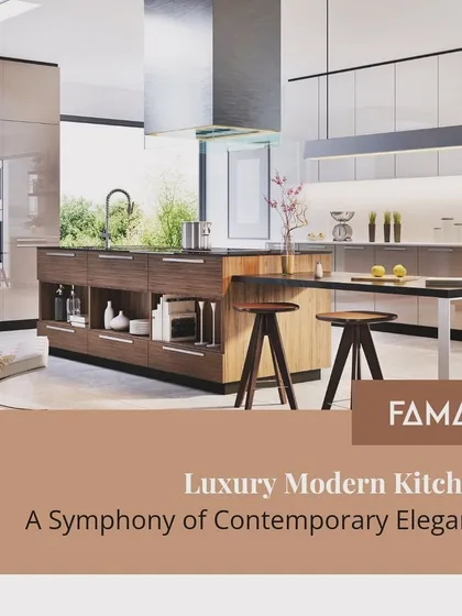 A luxury modern kitchen is a symphony of contemporary elegance. This design emphasizes clean lines, handleless cabinets, and high-quality materials like wood and marble to create an exquisite culinary space.