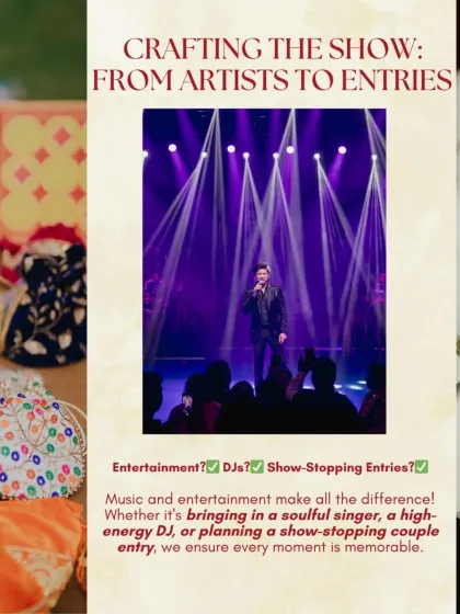 Entertainment is key to an unforgettable celebration. I manage everything from securing soulful singers and high-energy DJs to planning show-stopping couple entries, ensuring every moment is memorable.