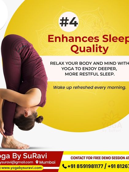 Yoga enhances sleep quality by relaxing your body and mind, helping you wake up refreshed every morning.