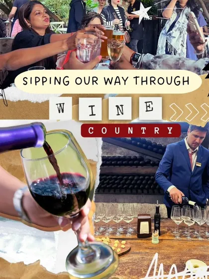 Sipping our way through wine country. A collage showcasing the fun of our wine tasting tour in Georgia, where we learn about and enjoy the local flavors.