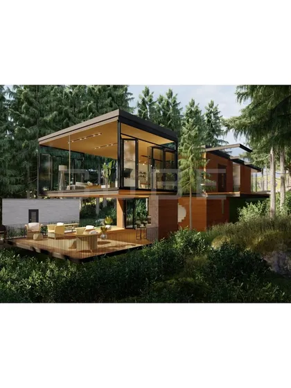A preview of our upcoming villa project, where modern design meets the forest. This concept showcases our approach to sustainable luxury, using prefabricated elements and lightweight structures to create a stunning home with minimal disturbance to the natural environment.