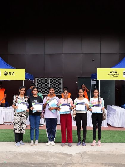 Participants proudly display their certificates at the conclusion of the ICC Criiio Cricket Festival. We managed all aspects of the event, ensuring every participant felt recognized and valued.