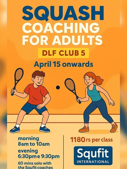 Ready to take your game to the next level? We offer personalized 60-minute solo squash lessons for adults at DLF Club 5, with morning and evening batches to fit your schedule.