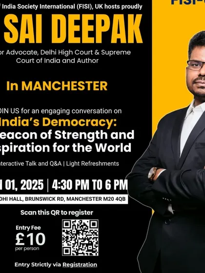 This poster is from my interactive talk in Manchester on "India's Democracy: A Beacon of Strength". I argued that India's democratic roots are civilizational and Dharmic, not a colonial gift.