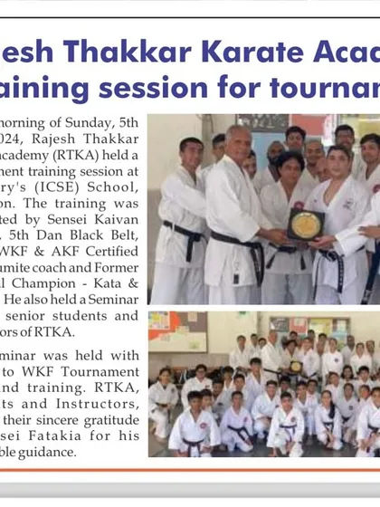 Our academy's tournament training session featured in a local publication. We are committed to providing our students with the best possible preparation for competitions.