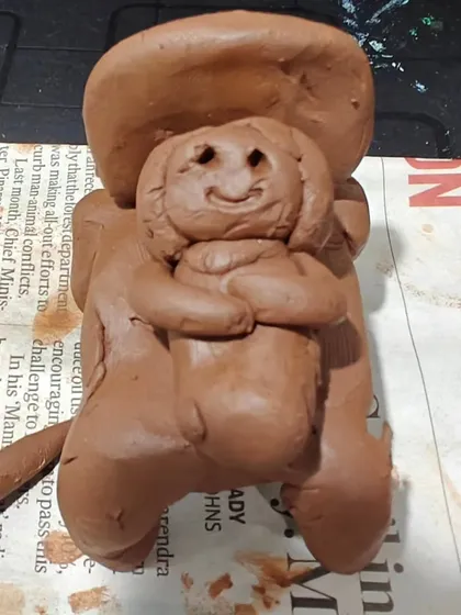 A child in my class quietly sculpted this doll after her own was taken away. It’s a powerful reminder that clay can hold our feelings and help us tell stories when words are not enough. This is the therapeutic power of art.