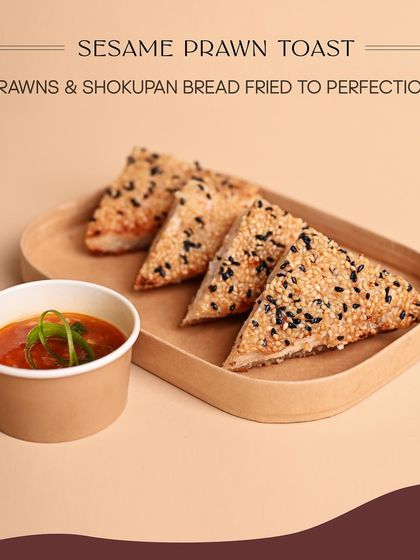 My signature Sesame Prawn Toast, made with fresh prawns and our own in-house Shokupan bread. It’s the perfect crunchy and savory starter for any Asian food craving.