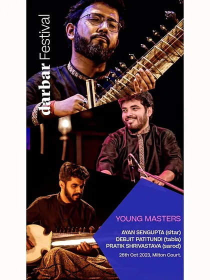 The 'Young Masters' showcase at the prestigious Darbar Festival, where I was thrilled to perform with my dear brothers Pratik Shrivastava and Ayan Sengupta.