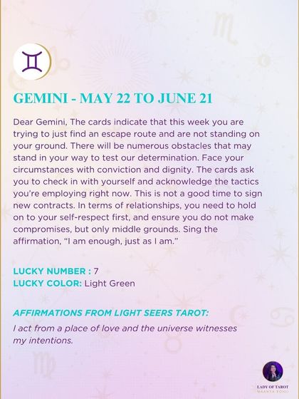 This weekly tarot reading for Gemini indicates you are trying to find an escape route. It asks you to check in with yourself and face your circumstances with conviction and dignity.