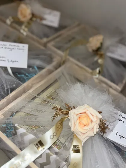 Sending Ramadan gifts is a wholesome way to connect with loved ones. These net-wrapped trays are filled with thoughtful items for the holy month.