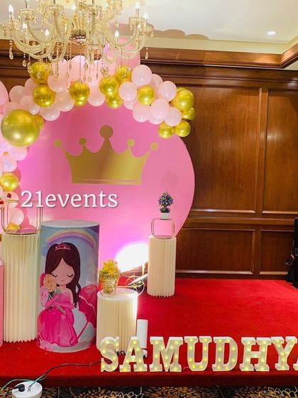 A full stage view of the princess theme, perfect for a grand celebration.